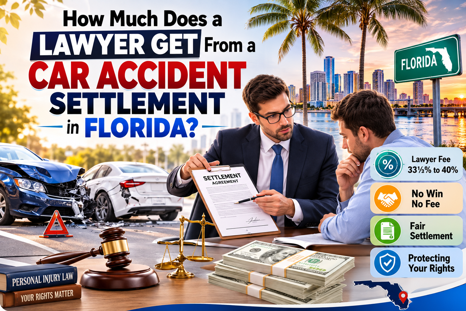 How Much Does a Lawyer Get From a Car Accident Settlement in Florida?